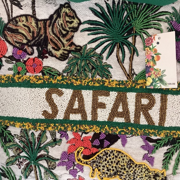 America & Beyond African Safari Embellished Beaded Limited Edition Tote Bag - Picture 8 of 16